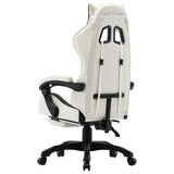 NNEVL Racing Chair with Footrest Black and White Faux Leather