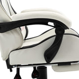 NNEVL Racing Chair with Footrest Black and White Faux Leather