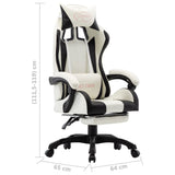 NNEVL Racing Chair with Footrest Black and White Faux Leather