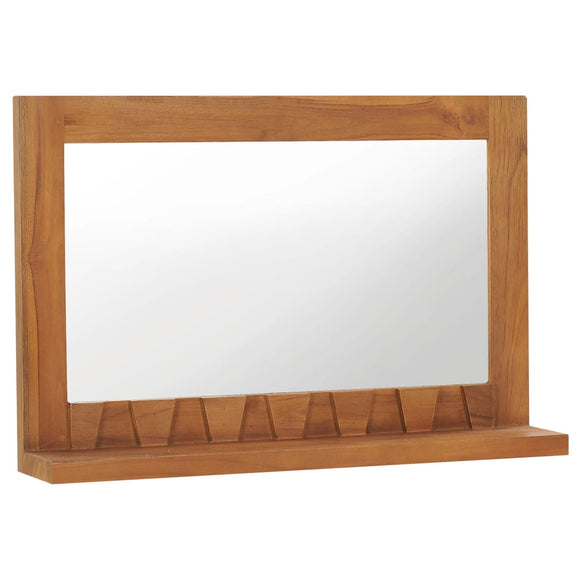 NNEVL Wall Mirror with Shelf 60x12x40 cm Solid Teak Wood