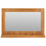 NNEVL Wall Mirror with Shelf 60x12x40 cm Solid Teak Wood