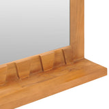 NNEVL Wall Mirror with Shelf 60x12x40 cm Solid Teak Wood