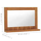NNEVL Wall Mirror with Shelf 60x12x40 cm Solid Teak Wood