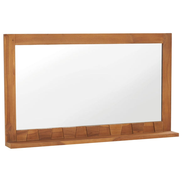 NNEVL Wall Mirror with Shelf 100x12x60 cm Solid Teak Wood