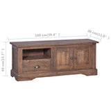 NNEVL TV Cabinet 100x30x40 cm Solid Teak Wood