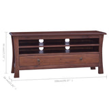 NNEVL TV Cabinet Classical Brown 100x30x45 cm Solid Mahogany Wood