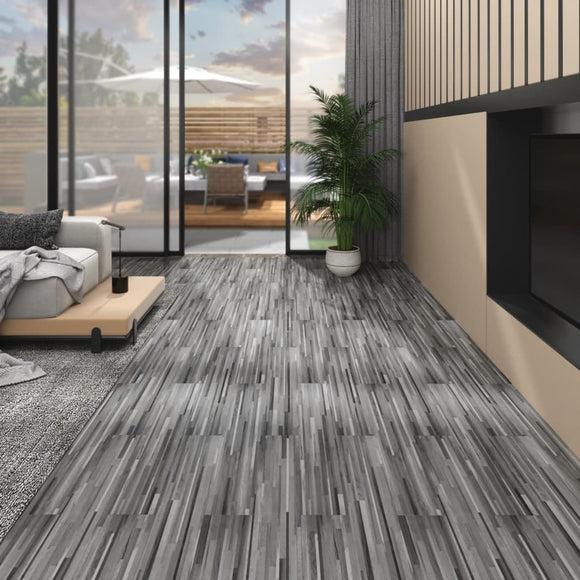 NNEVL PVC Flooring Planks 5.02 m² 2 mm Self-adhesive Striped Grey