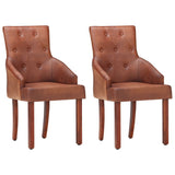 NNEVL Dining Chairs 2 pcs Brown Real Goat Leather