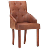 NNEVL Dining Chairs 2 pcs Brown Real Goat Leather