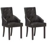 NNEVL Dining Chairs 2 pcs Black Real Goat Leather