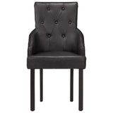 NNEVL Dining Chairs 2 pcs Black Real Goat Leather