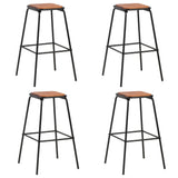 NNEVL Bar Stools 4 pcs Black Solid Pinewood and Steel