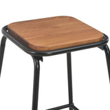 NNEVL Bar Stools 4 pcs Black Solid Pinewood and Steel