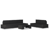 NNEVL 6 Piece Garden Lounge Set Poly Rattan Black