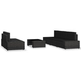 NNEVL 6 Piece Garden Lounge Set Poly Rattan Black