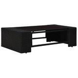 NNEVL 6 Piece Garden Lounge Set Poly Rattan Black