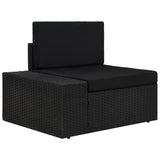 NNEVL 6 Piece Garden Lounge Set Poly Rattan Black