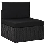 NNEVL 6 Piece Garden Lounge Set Poly Rattan Black