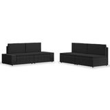 NNEVL 4 Piece Garden Lounge Set Poly Rattan Black