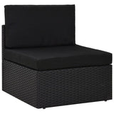 NNEVL 5 Piece Garden Lounge Set Poly Rattan Black