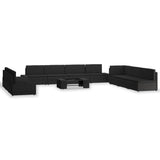 NNEVL 10 Piece Garden Lounge Set Poly Rattan Black