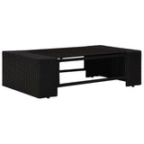 NNEVL 10 Piece Garden Lounge Set Poly Rattan Black