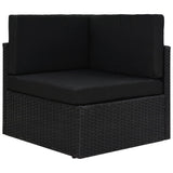 NNEVL 10 Piece Garden Lounge Set Poly Rattan Black