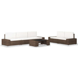 NNEVL 6 Piece Garden Lounge Set Poly Rattan Brown
