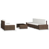 NNEVL 6 Piece Garden Lounge Set Poly Rattan Brown