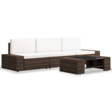 NNEVL 4 Piece Garden Lounge Set Poly Rattan Brown
