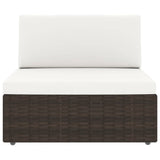 NNEVL 4 Piece Garden Lounge Set Poly Rattan Brown
