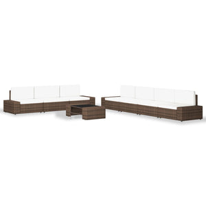 NNEVL 8 Piece Garden Lounge Set Poly Rattan Brown
