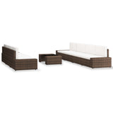NNEVL 8 Piece Garden Lounge Set Poly Rattan Brown