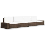 NNEVL 4 Piece Garden Lounge Set Poly Rattan Brown