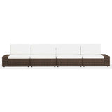 NNEVL 4 Piece Garden Lounge Set Poly Rattan Brown