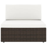 NNEVL 4 Piece Garden Lounge Set Poly Rattan Brown