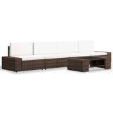 NNEVL 5 Piece Garden Lounge Set Poly Rattan Brown