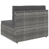 NNEVL 5 Piece Garden Lounge Set Poly Rattan Grey