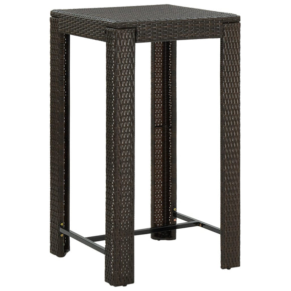 NNEVL Garden Bar Table Brown 60.5x60.5x110.5 cm Poly Rattan