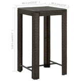 NNEVL Garden Bar Table Brown 60.5x60.5x110.5 cm Poly Rattan