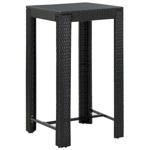 NNEVL Garden Bar Table Black 60.5x60.5x110.5 cm Poly Rattan