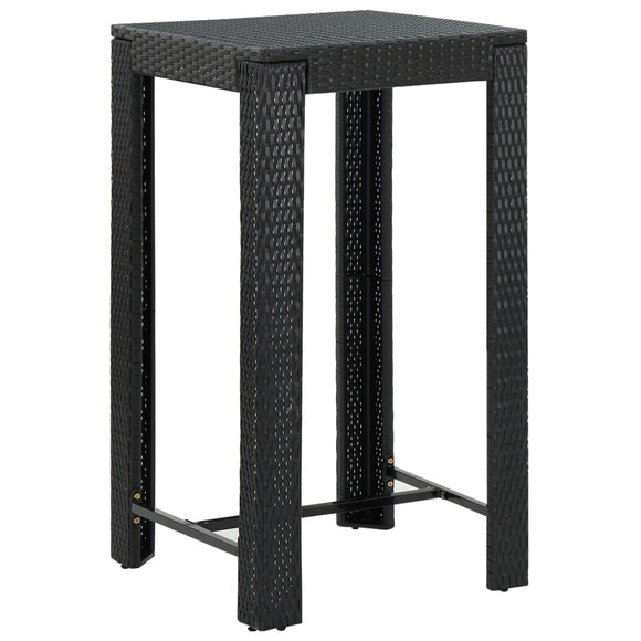 NNEVL Garden Bar Table Black 60.5x60.5x110.5 cm Poly Rattan