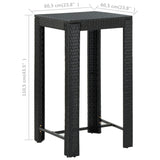 NNEVL Garden Bar Table Black 60.5x60.5x110.5 cm Poly Rattan