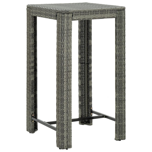 NNEVL Garden Bar Table Grey 60.5x60.5x110.5 cm Poly Rattan