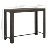 NNEVL Garden Bar Table Brown 140.5x60.5x110.5 cm Poly Rattan