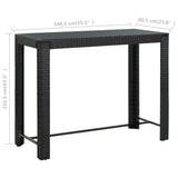 NNEVL Garden Bar Table Black 140.5x60.5x110.5 cm Poly Rattan