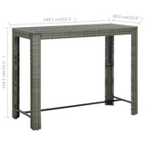 NNEVL Garden Bar Table Grey 140.5x60.5x110.5 cm Poly Rattan