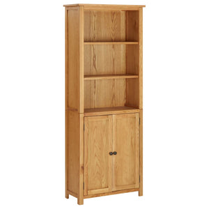 NNEVL Bookcase with 2 Doors 70x30x180 cm Solid Oak Wood