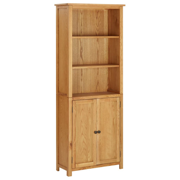 NNEVL Bookcase with 2 Doors 70x30x180 cm Solid Oak Wood
