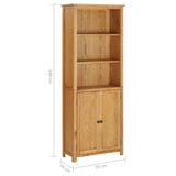 NNEVL Bookcase with 2 Doors 70x30x180 cm Solid Oak Wood